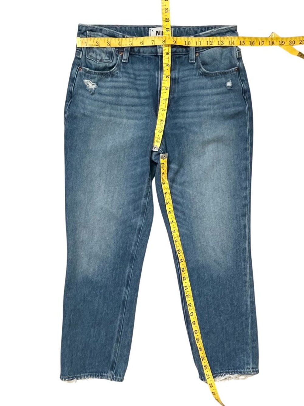 Paige Noella Azalea Blue Straight Leg Jeans 26 Mid Rise Relaxed Distressed Ankle - Picture 10 of 10